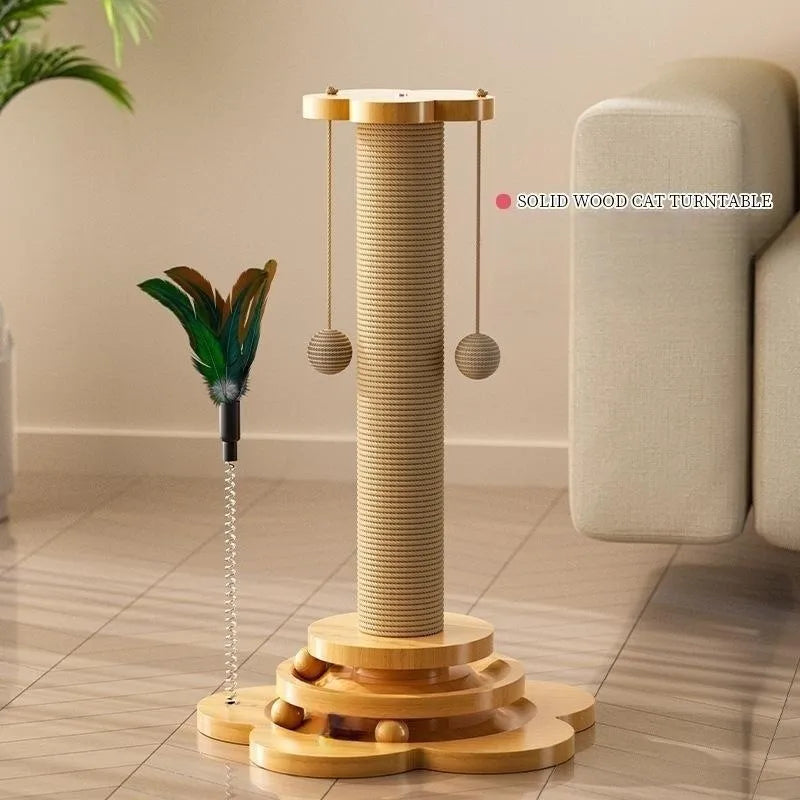 Cat Toy Solid Wood Turntable Stick
