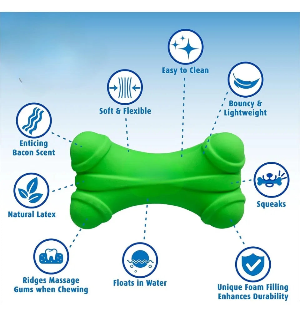 Dog Soft Play Bone Toy Assorted Colors