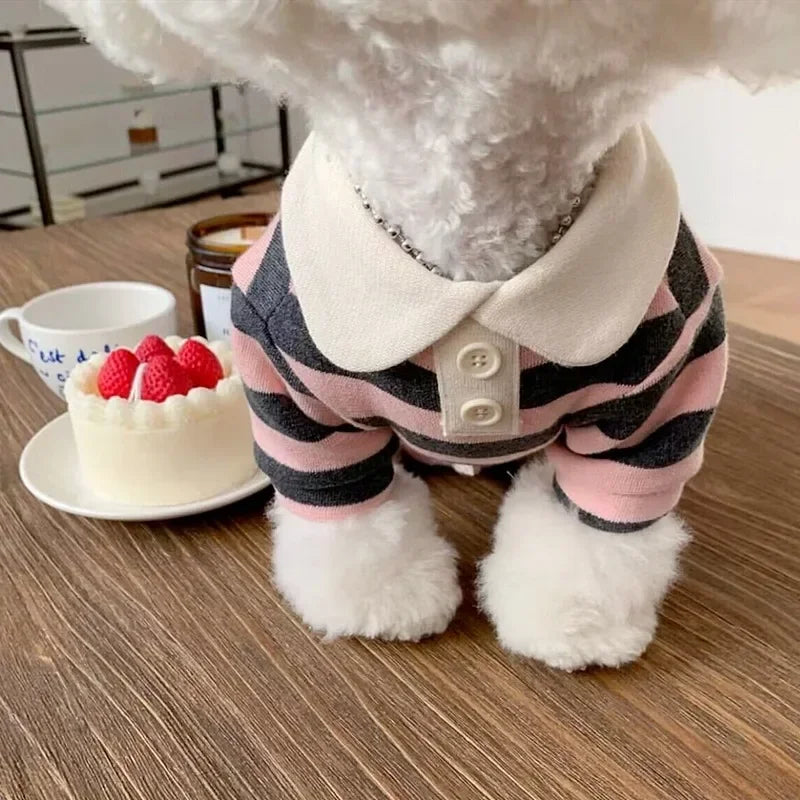 Striped Pet T-Shirt Pullover Suit