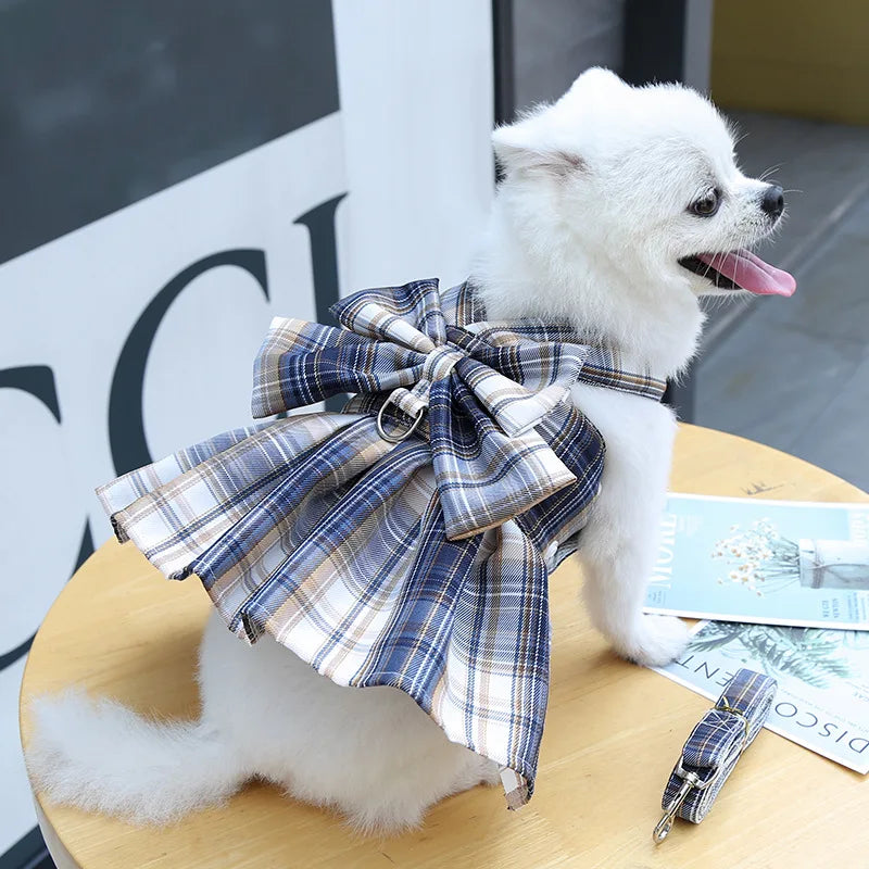 Dog Luxury Plaid Dress Harness,