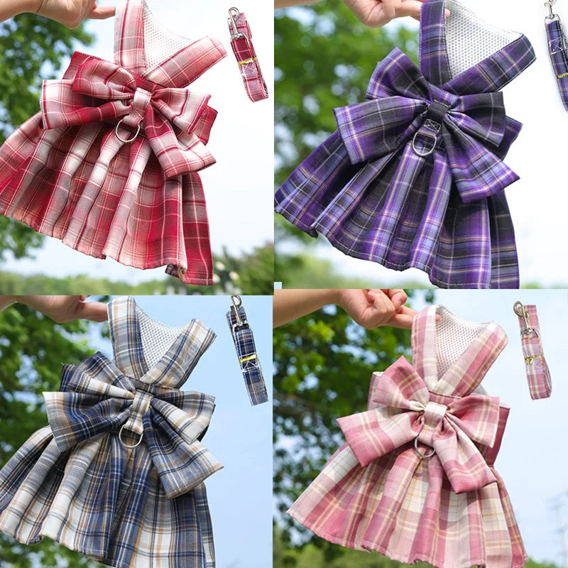 Dog Luxury Plaid Dress Harness,