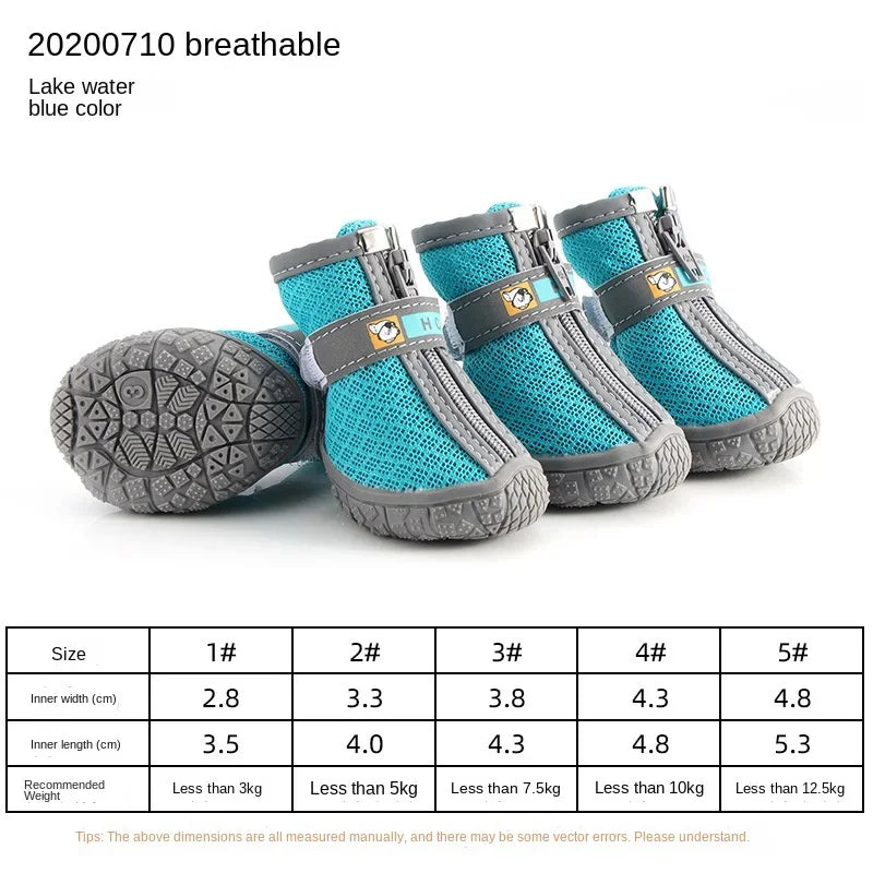 Silicone Dog Shoes Durable Reflection Breathable Soft Sole