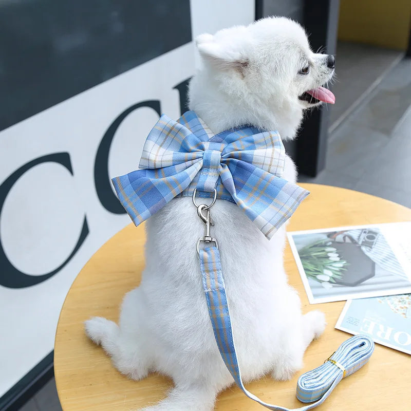 Dog Luxury Plaid Dress Harness,