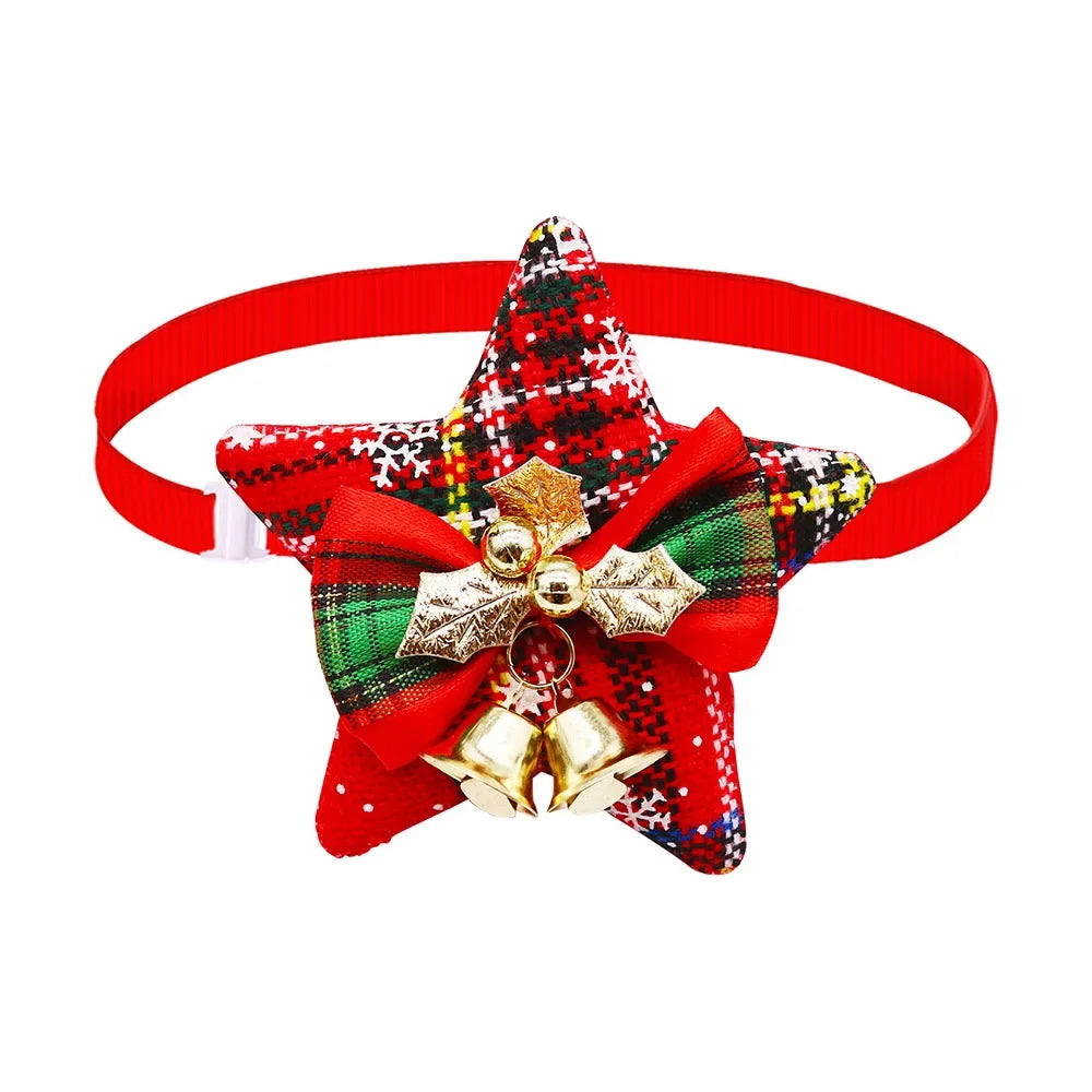 30PCS Dog Bow Tie With Bell For Christmas