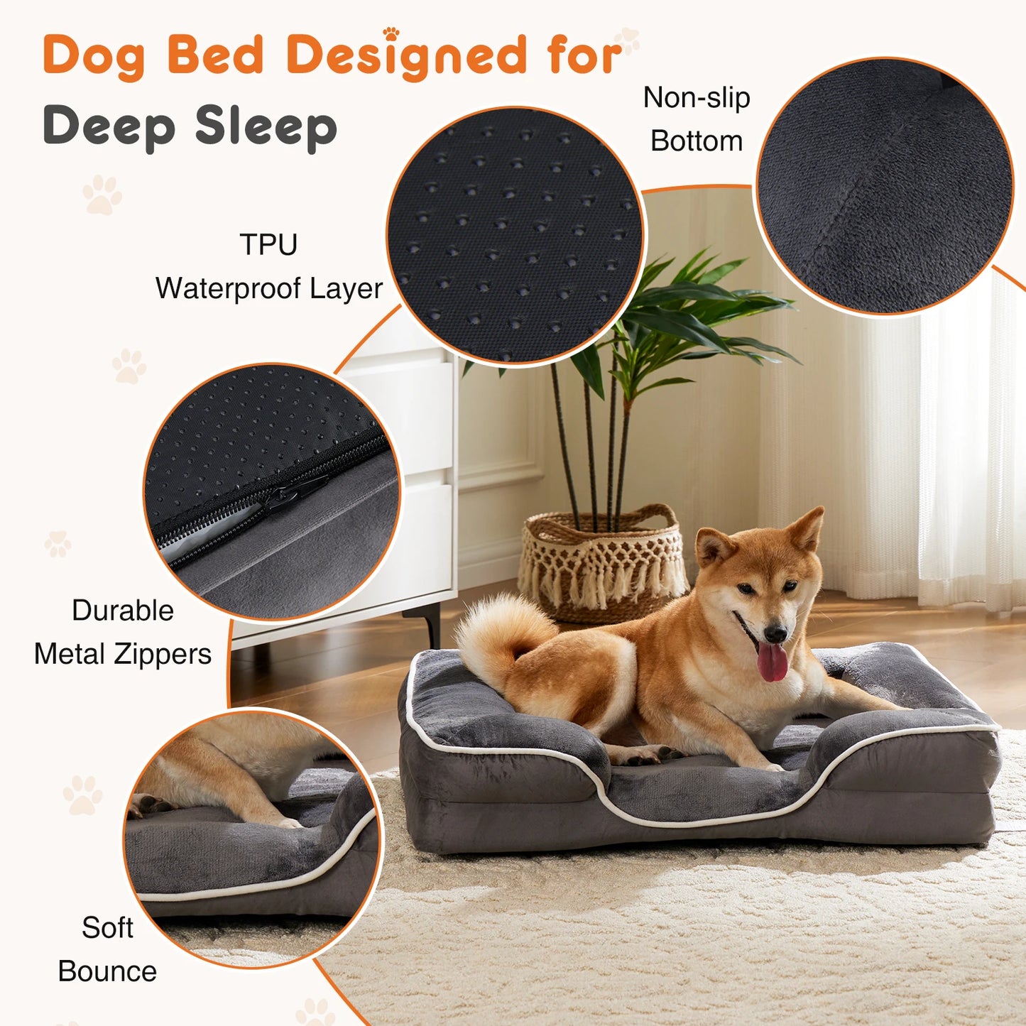 JHK Orthopedic Dog Bed Memory Foam