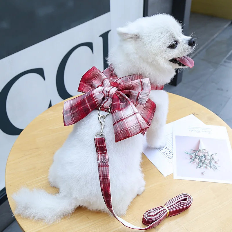 Dog Luxury Plaid Dress Harness,