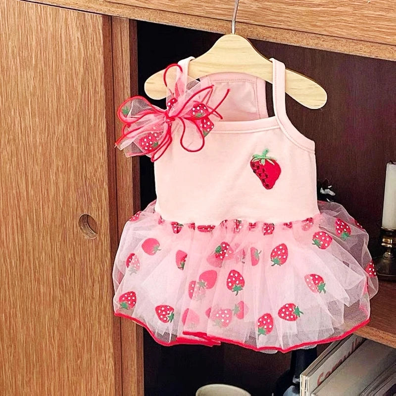 Dog Strawberry Lace Skirt Summer