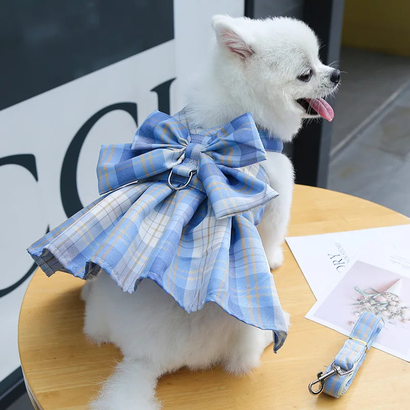 Dog Luxury Plaid Dress Harness,