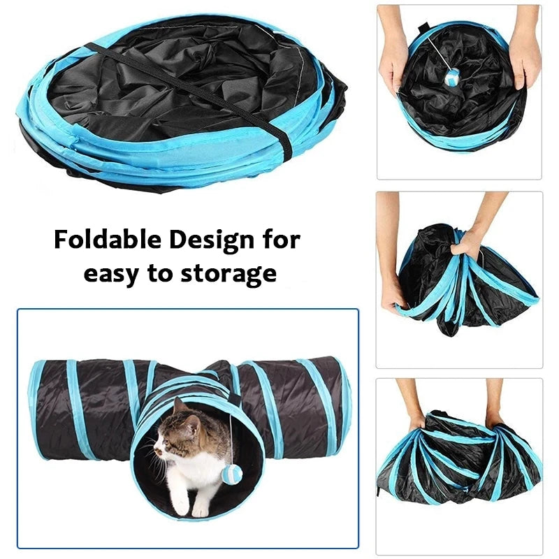 3 Holes Rainbow Cat Tunnel Foldable play toy