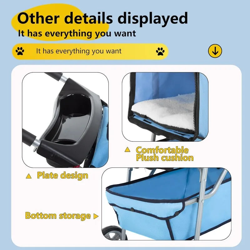 Pet 4-Wheel Dog or Cat Stroller