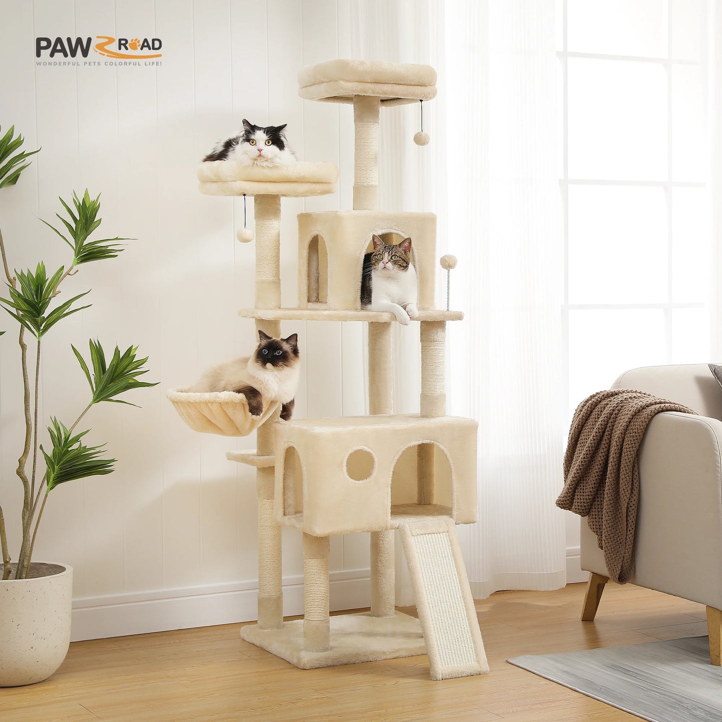 l Cat Tree With Cozy Stable Climbing Frame