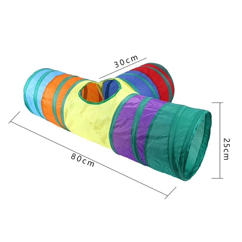 3 Holes Rainbow Cat Tunnel Foldable play toy