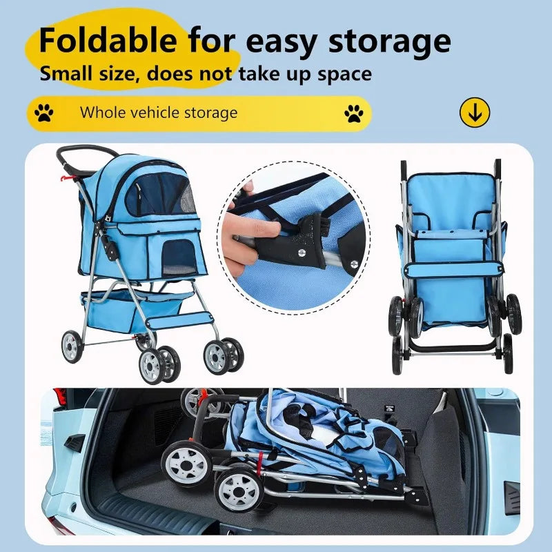 Pet 4-Wheel Dog or Cat Stroller