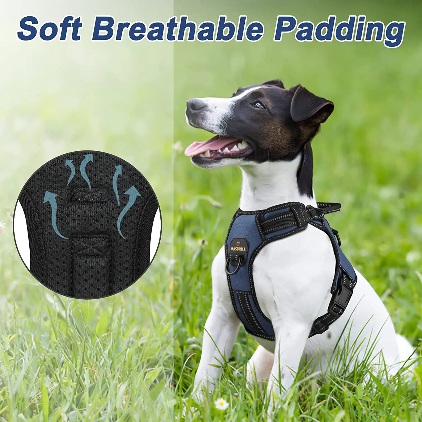 Dog Vest Harness 2 Metal Leash Hooks Easy Control