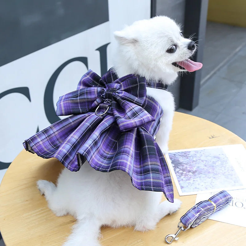 Dog Luxury Plaid Dress Harness,