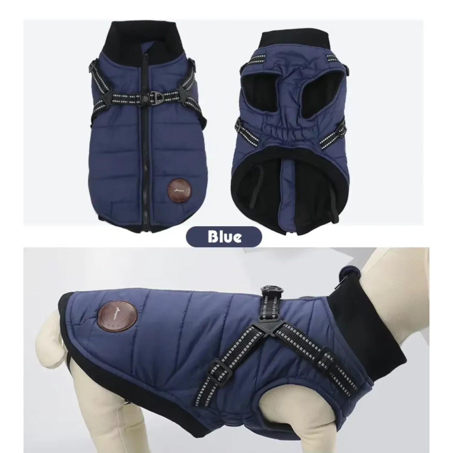 Quilted designed padding warm winter Dog Clothes With Harness