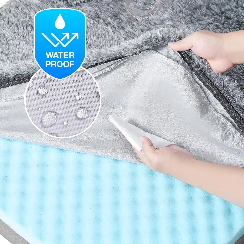 Waterproof Fur Human Dog Bed Memory Foam
