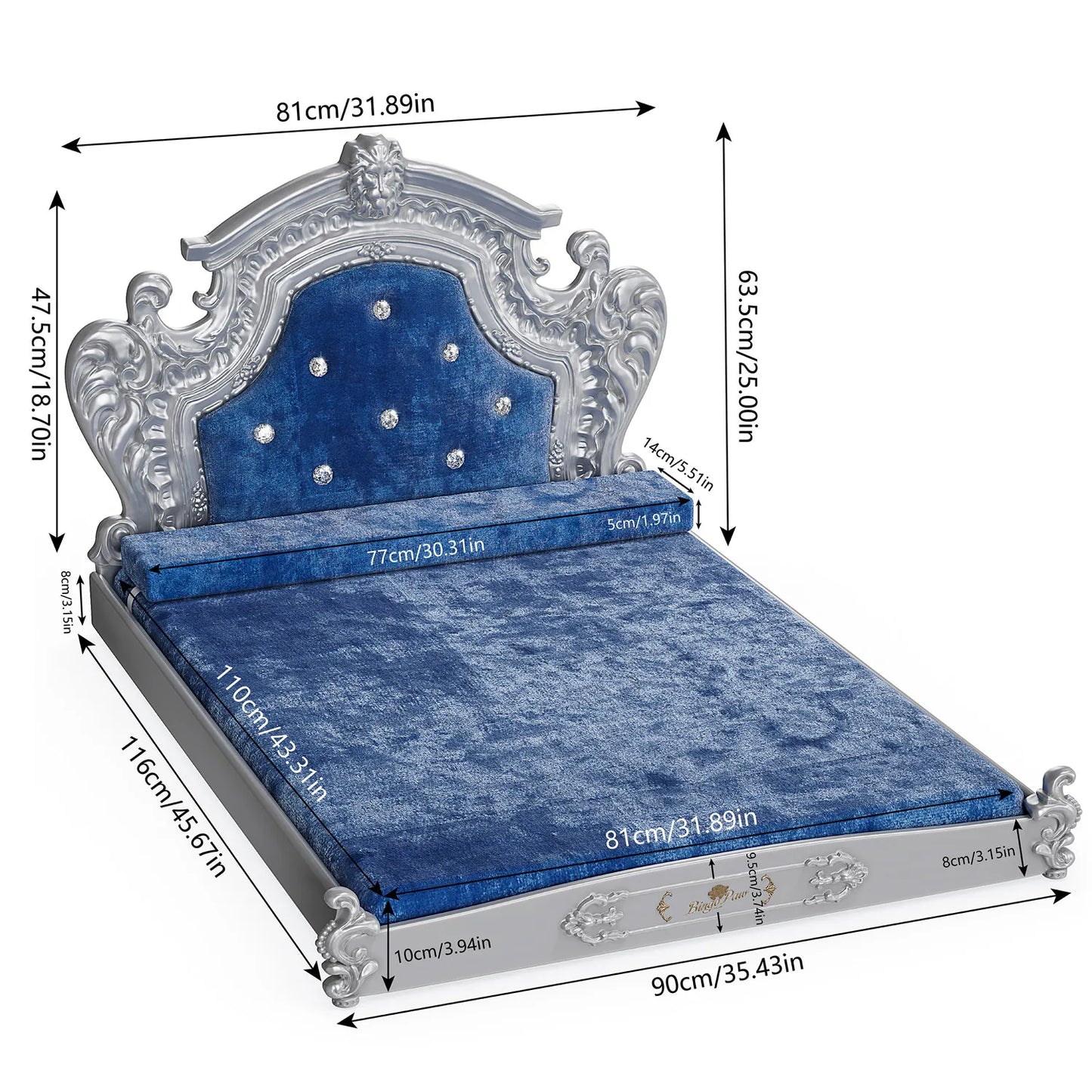 Bingo-paw Luxury Pet Bed with Headboard,