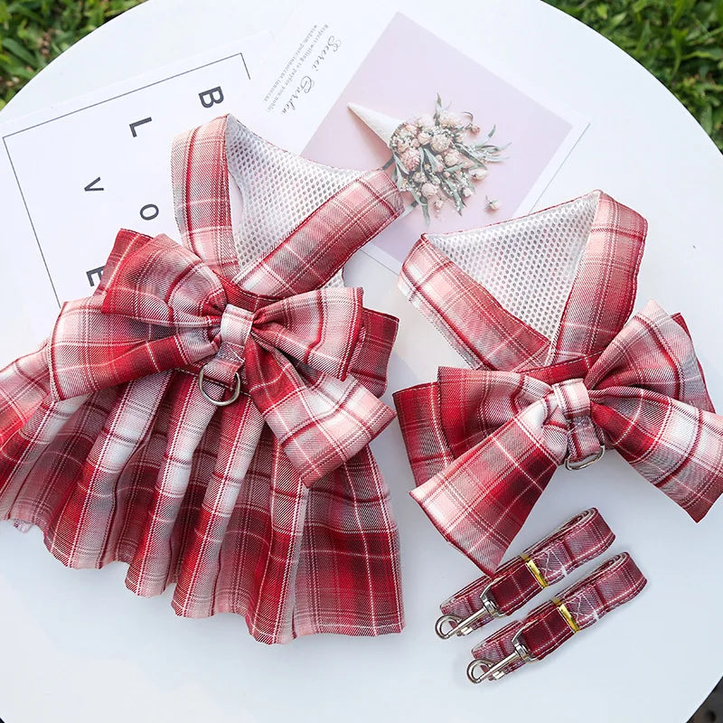 Dog Luxury Plaid Dress Harness,