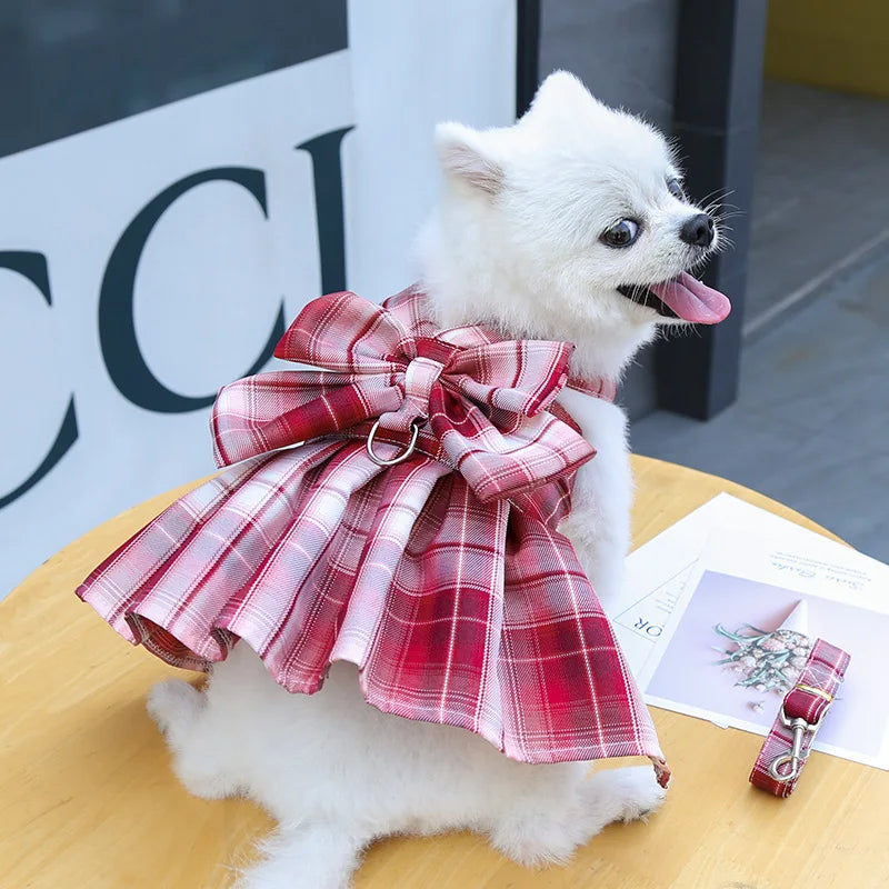 Dog Luxury Plaid Dress Harness,