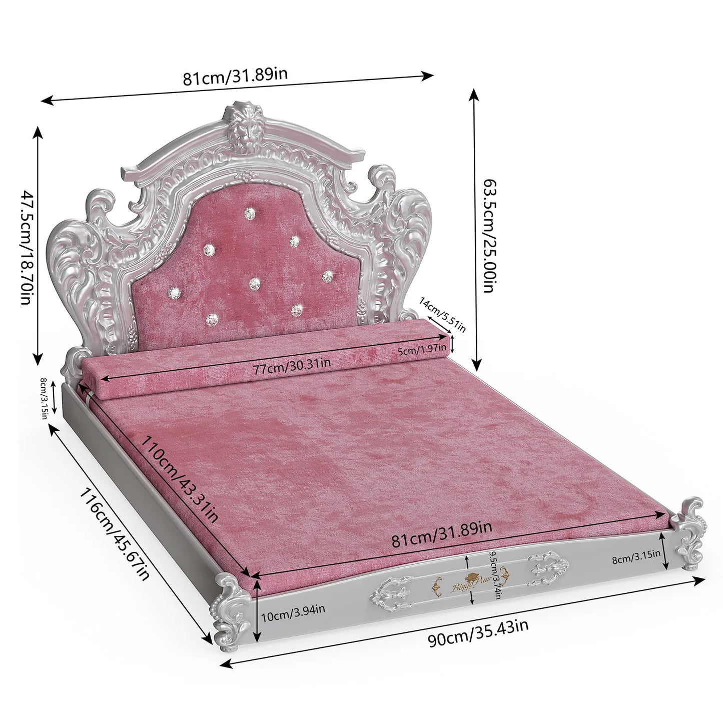 Bingo-paw Luxury Pet Bed with Headboard,