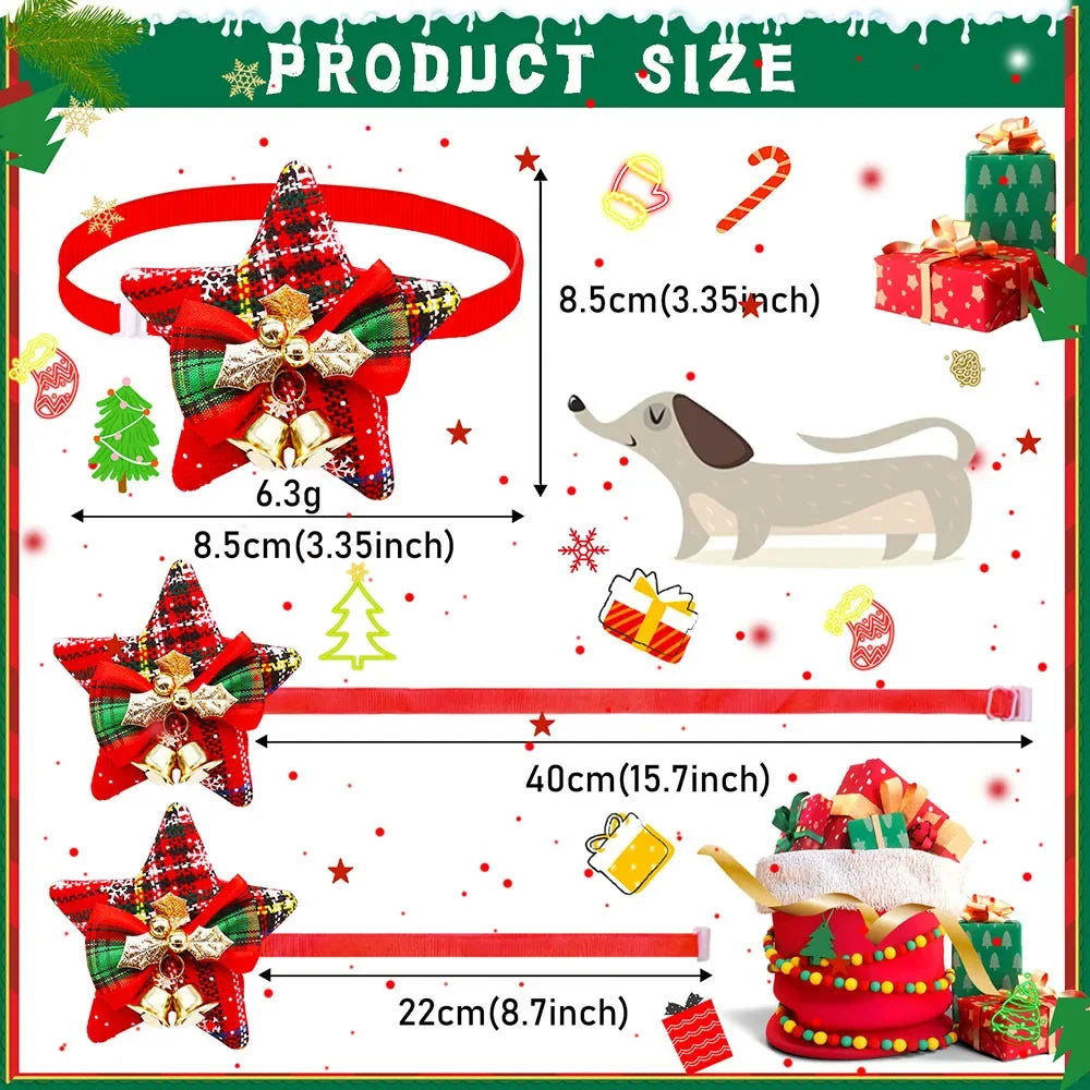 30PCS Dog Bow Tie With Bell For Christmas