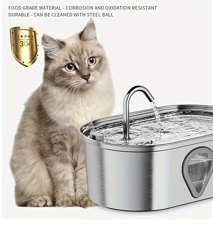 Automatic Stainless Steel Cat Water Fountain With LED Lighting