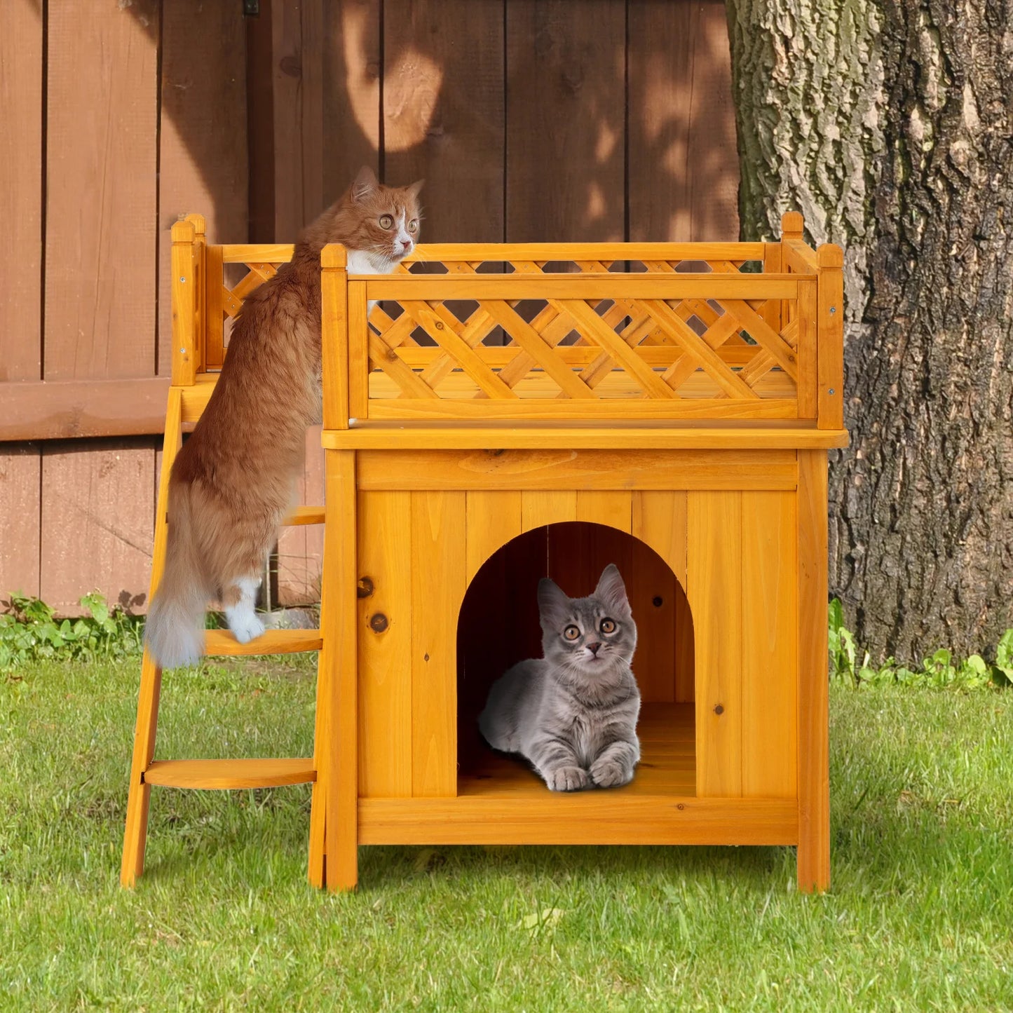 2-Story Wooden upstair Cat House