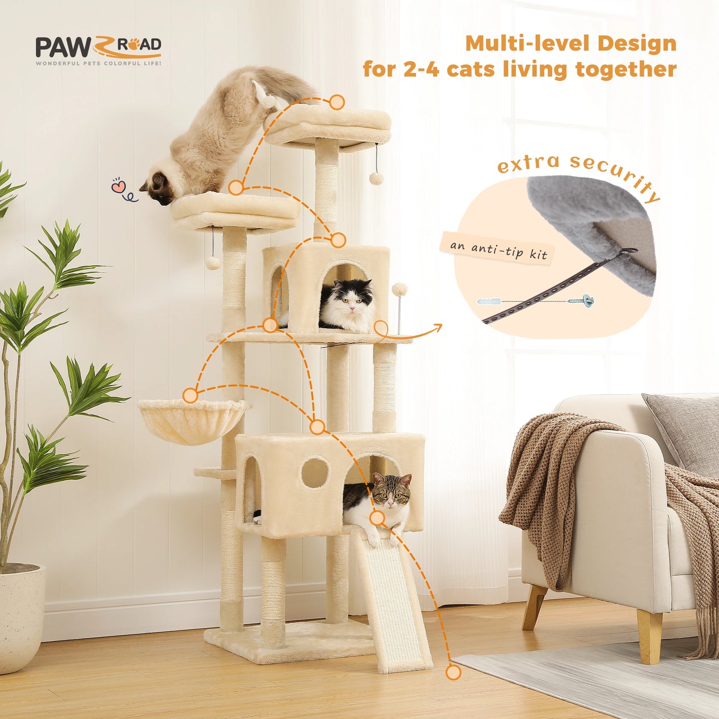 l Cat Tree With Cozy Stable Climbing Frame