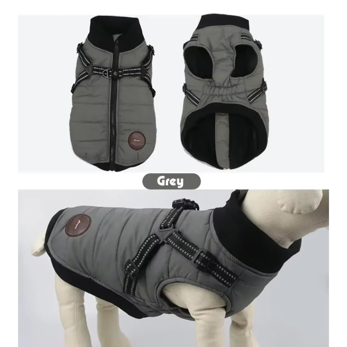 Quilted designed padding warm winter Dog Clothes With Harness