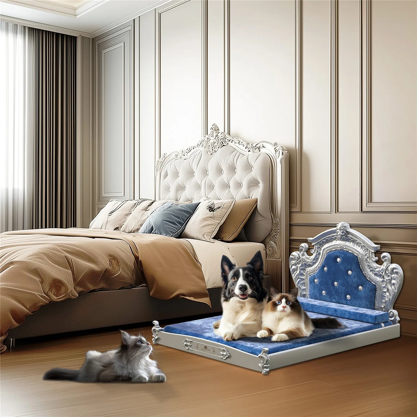 Bingo-paw Luxury Pet Bed with Headboard,