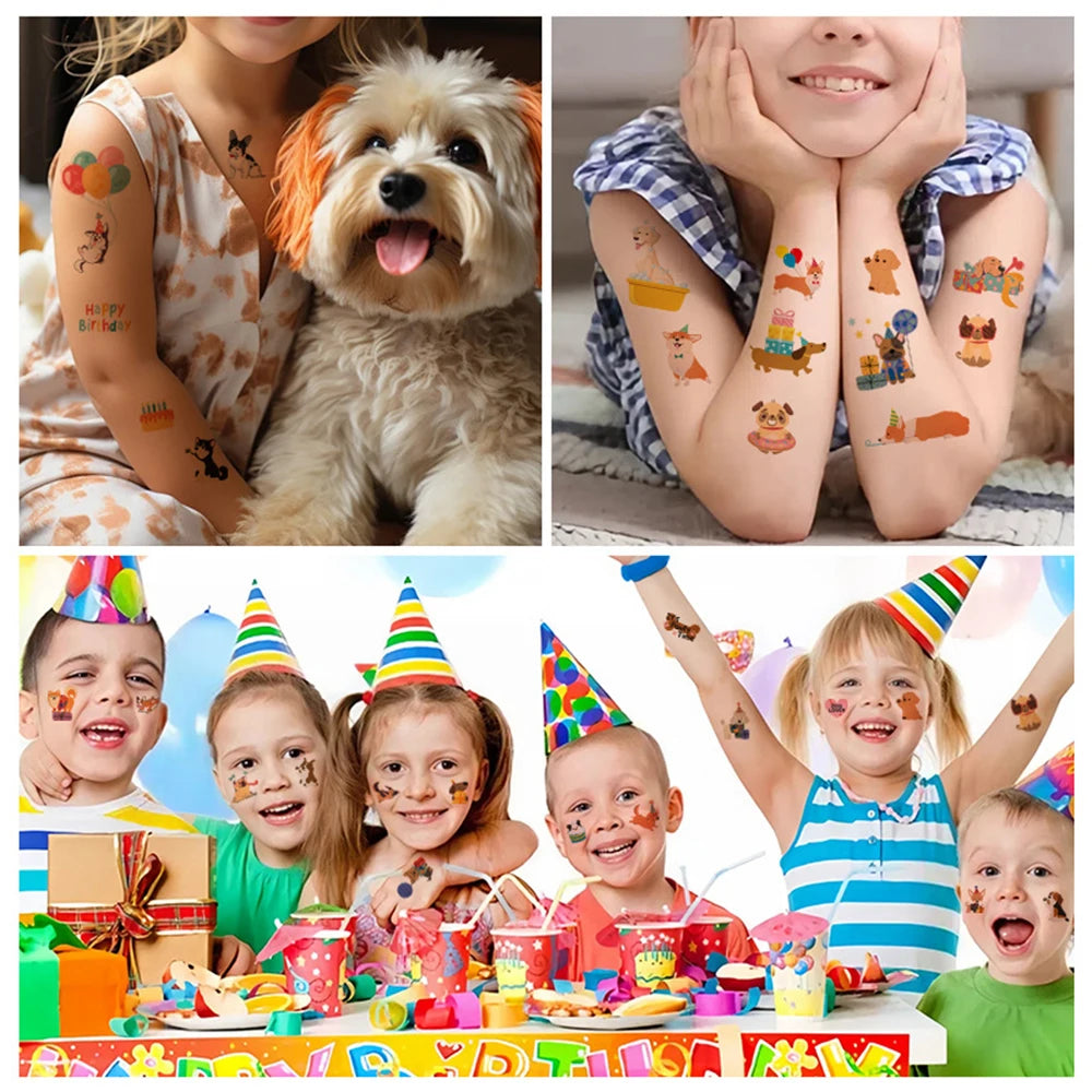 10 Sheets Cute Dog Tattoos Temporary