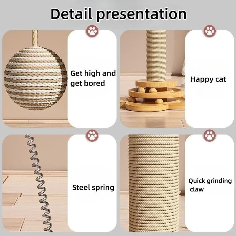 Cat Toy Solid Wood Turntable Stick