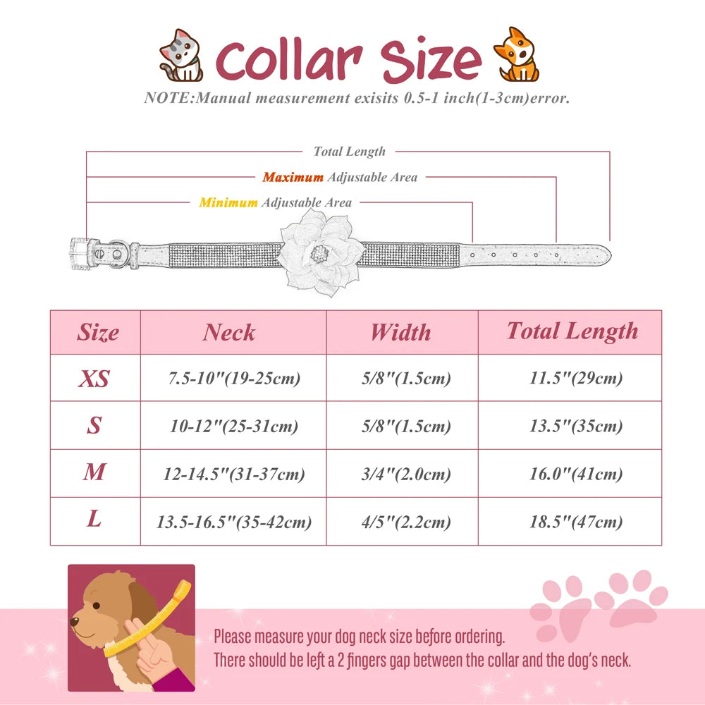 Bling Rhinestone Dog Collar With Flower Accessory