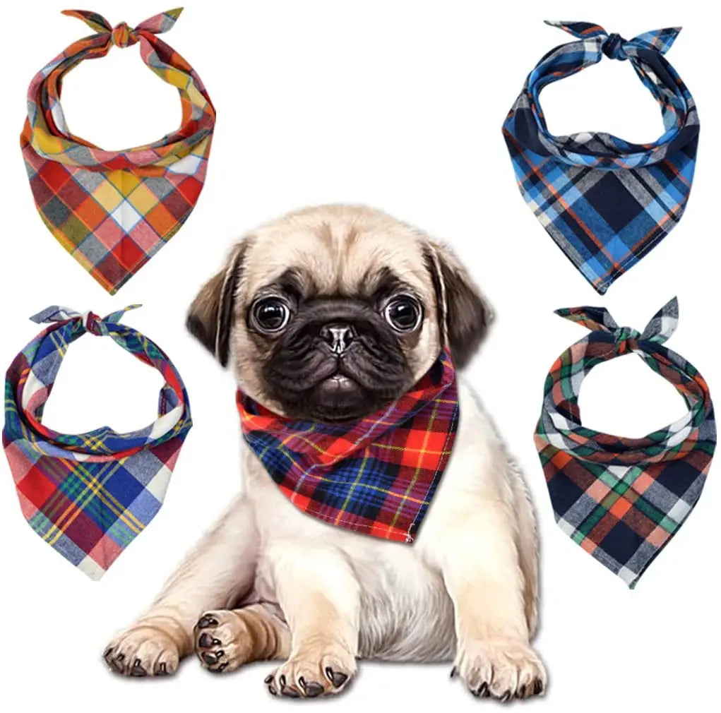 30/50 PCs Dog Plaid  Bandanna