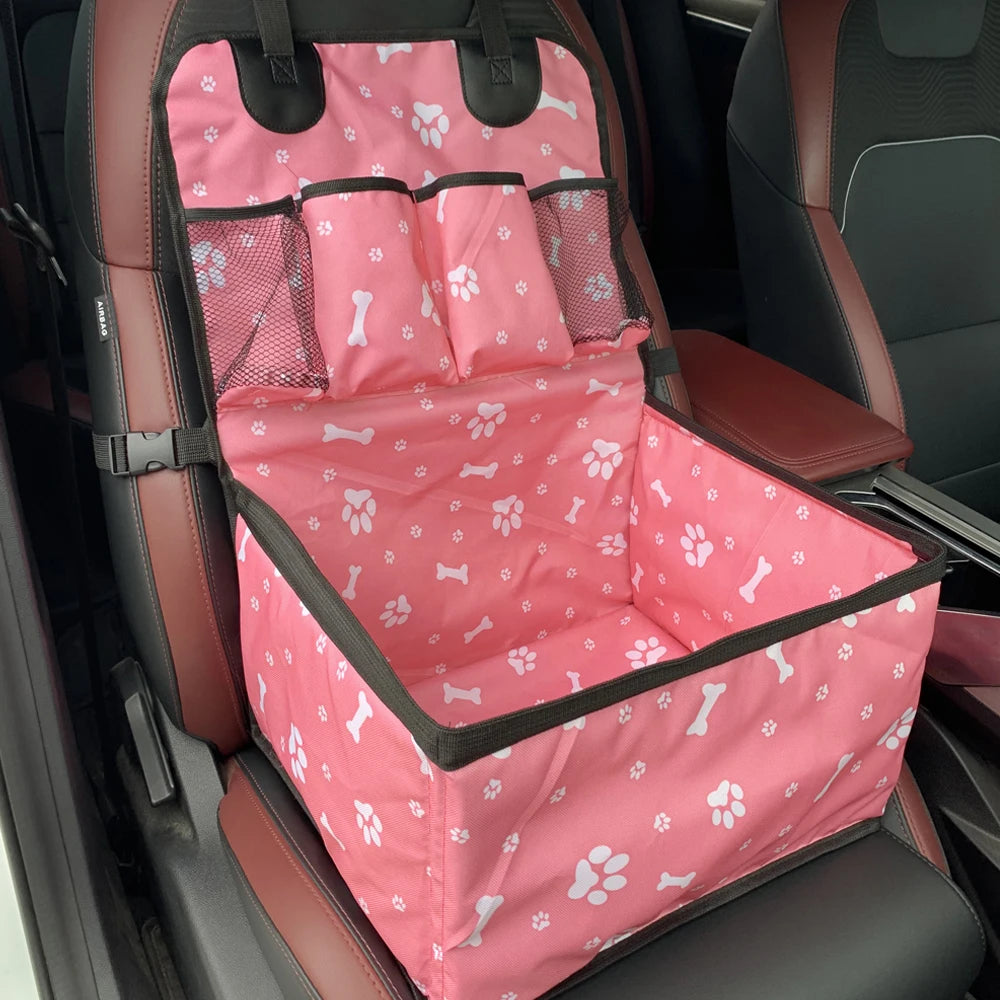 Dog Car Seat with Storage Pockets,