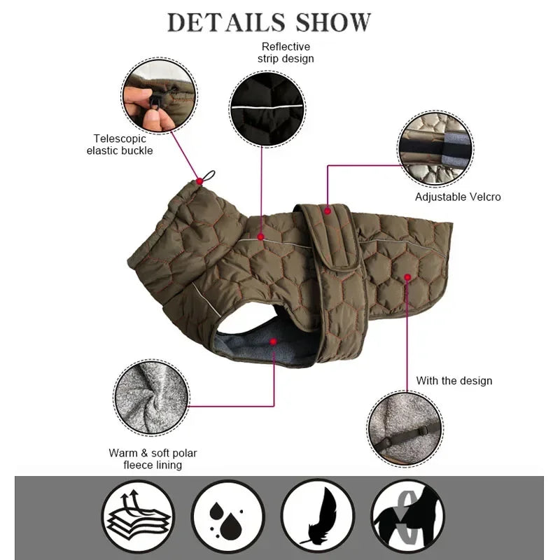 Winter Warm Dog Clothes Thick Reflective Snowsuit