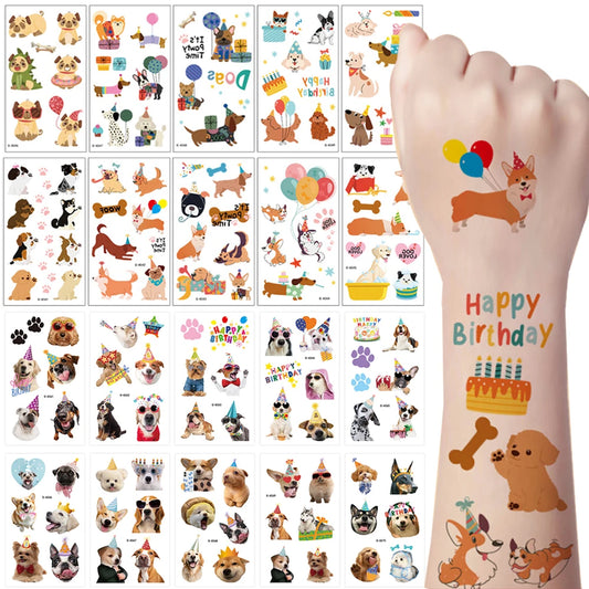 10 Sheets Cute Dog Tattoos Temporary