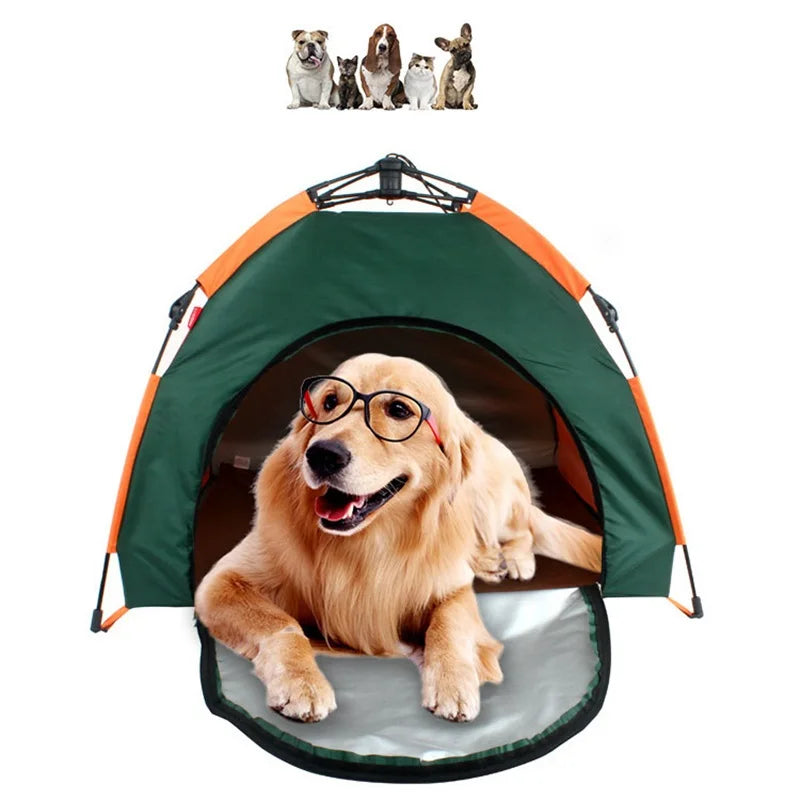 Pet Tent Portable Automatic Folding Teepee Dog Bed House With Cushion Easy Assemble Fit Golden Retriever Husky Outdoor Indoor