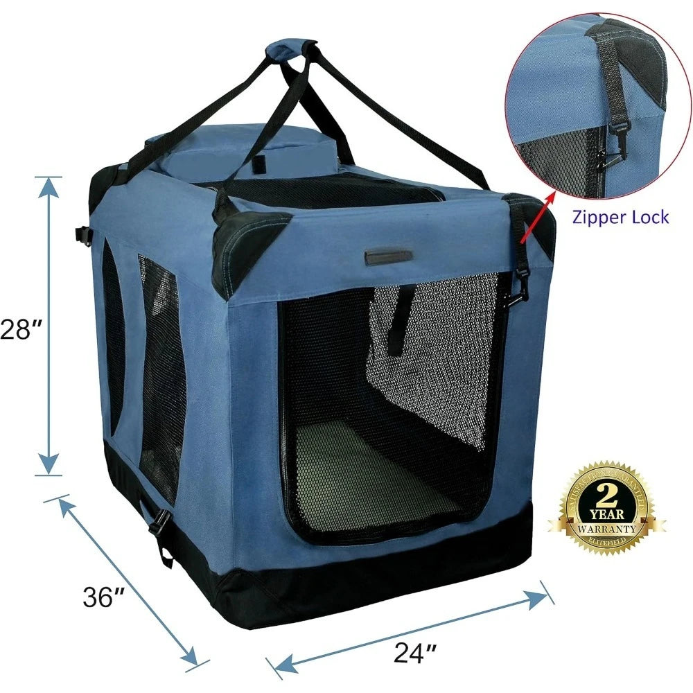 3-Door Folding Soft Dog Crate with Carrying Bag