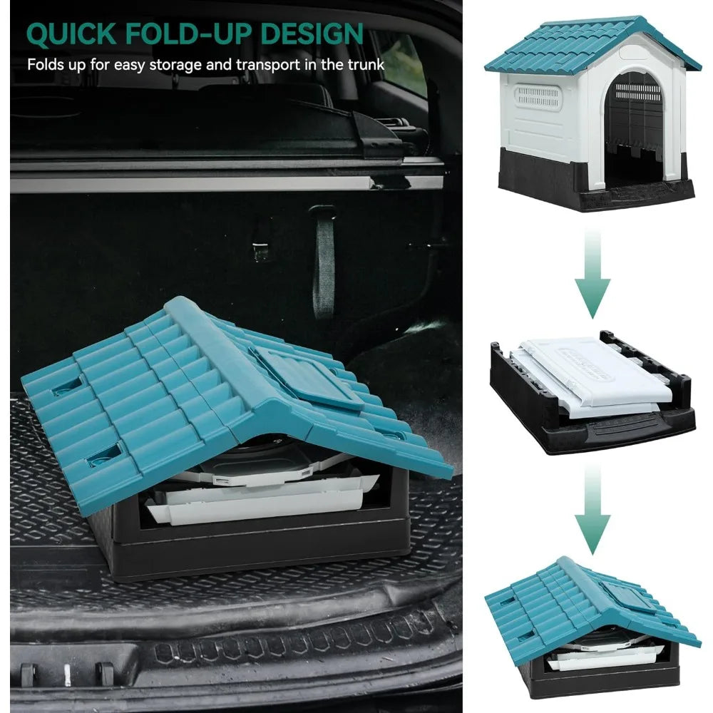 Folding large dog house outdoor plastic