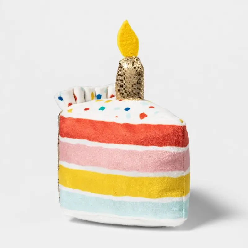 Birthday Cake Plush Dog Toy with Squeaker