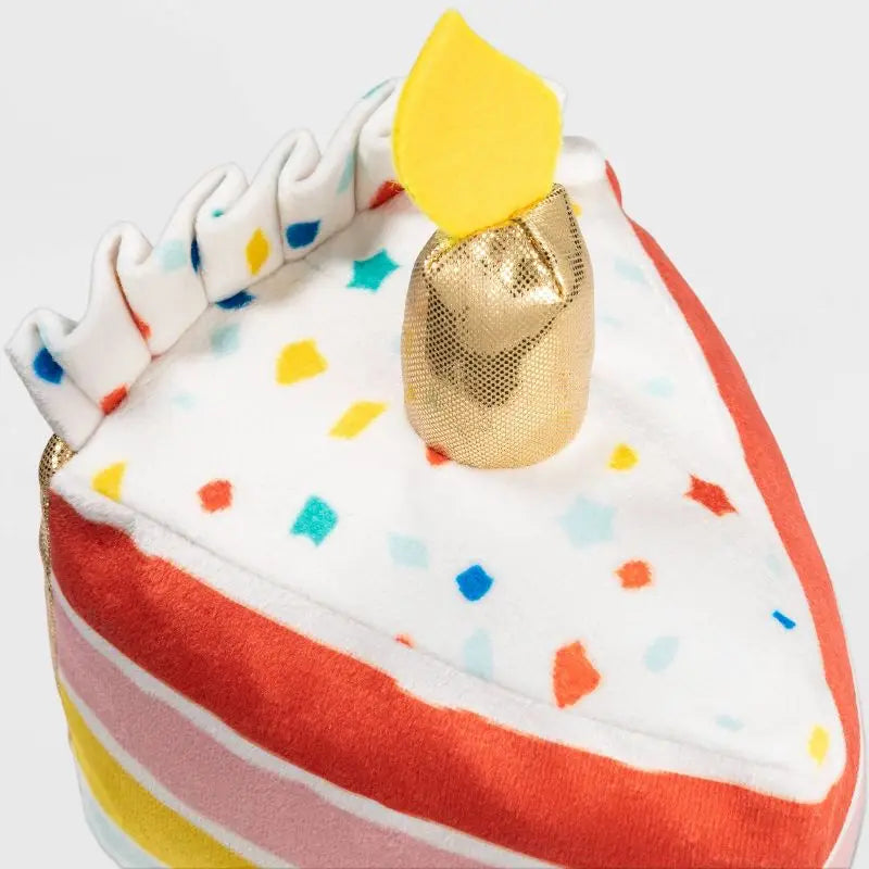 Birthday Cake Plush Dog Toy with Squeaker