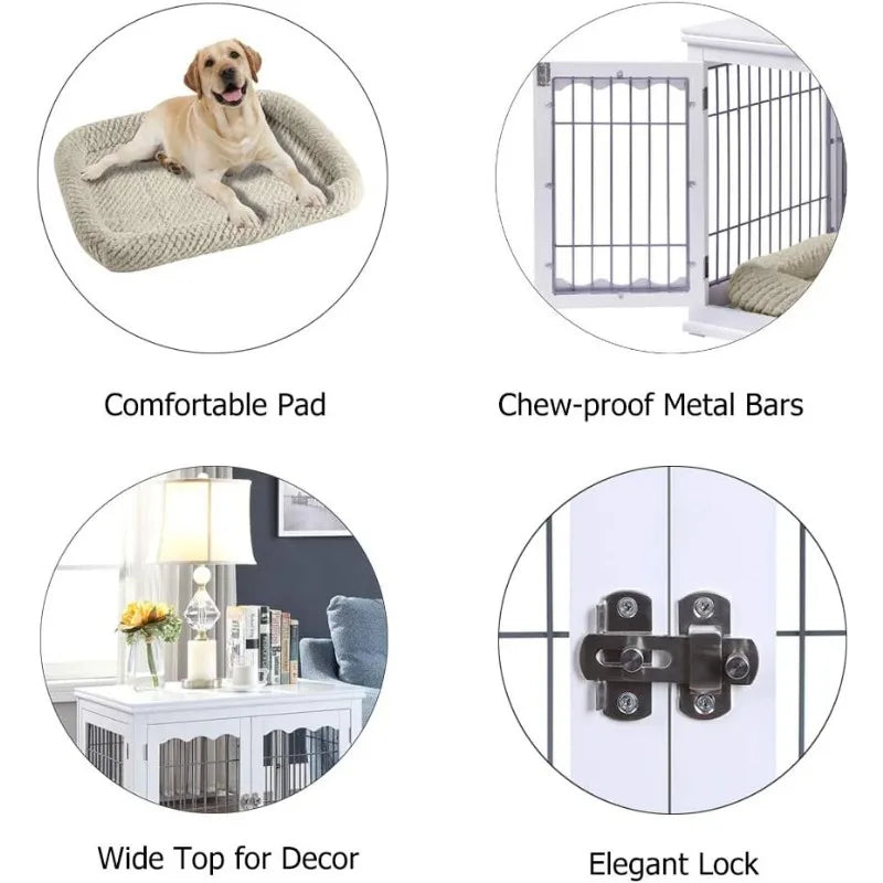 Unipaws Indoor Furniture Style White Dog Crate