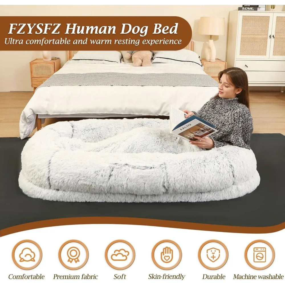 Faux Fur Plush Dog Bed for Human