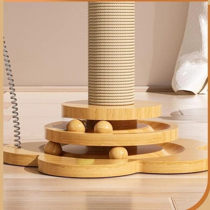 Cat Toy Solid Wood  Turntable Stick