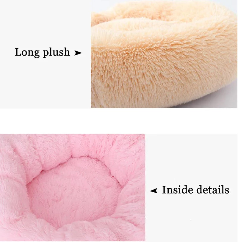 Round Long Plush Beds for Dog Cat