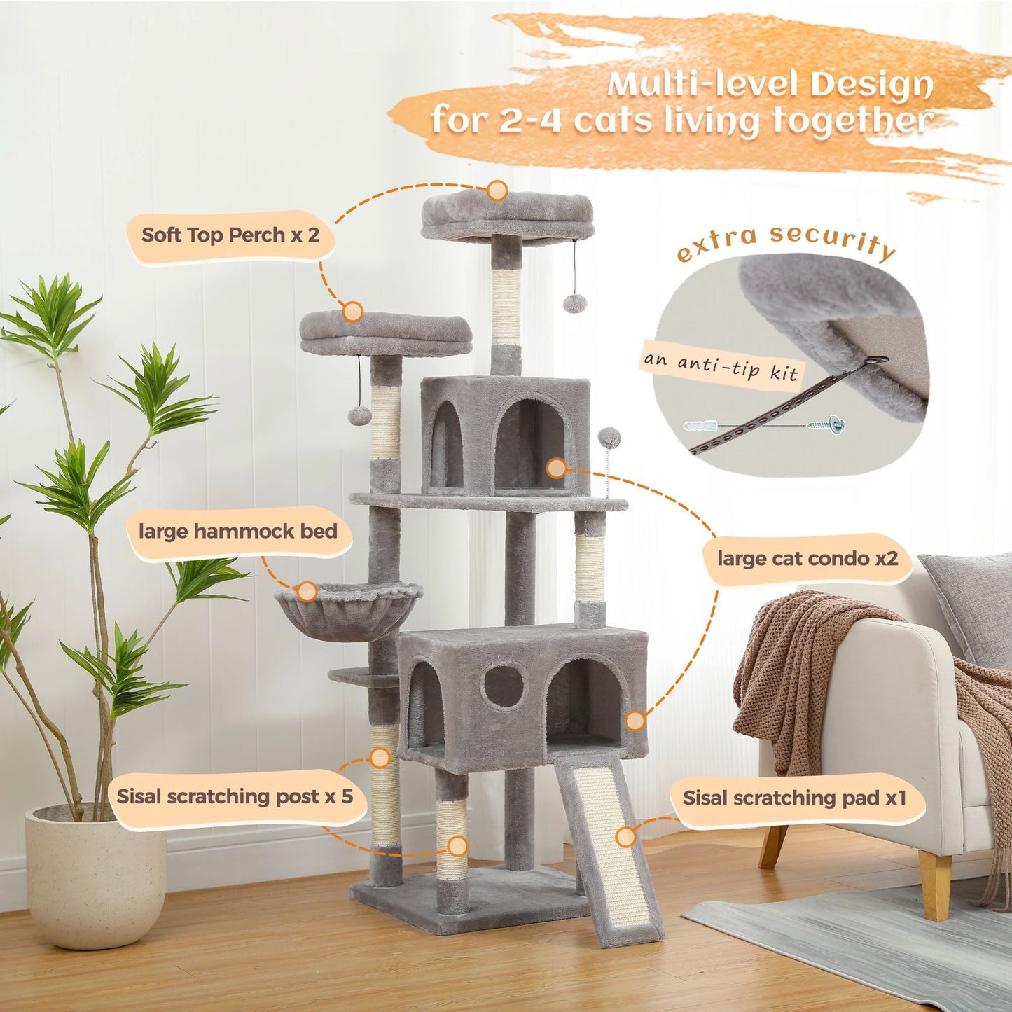 Cat Tree Tower with Scratching Posts