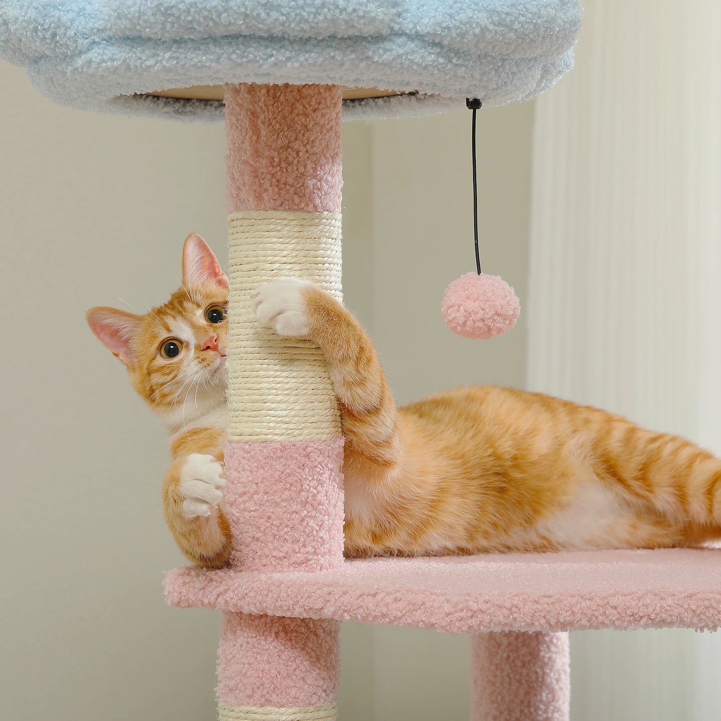 Flower Tree Multi-Level Cat Tower with Covered Scratching Posts
