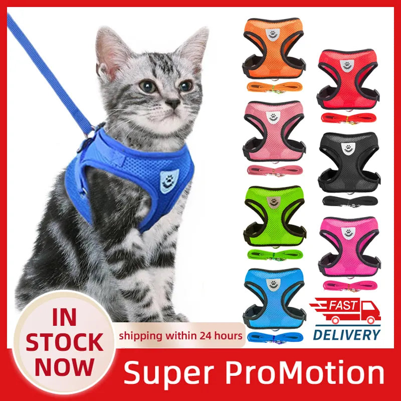 Cat Harness Vest Walking Lead Leash